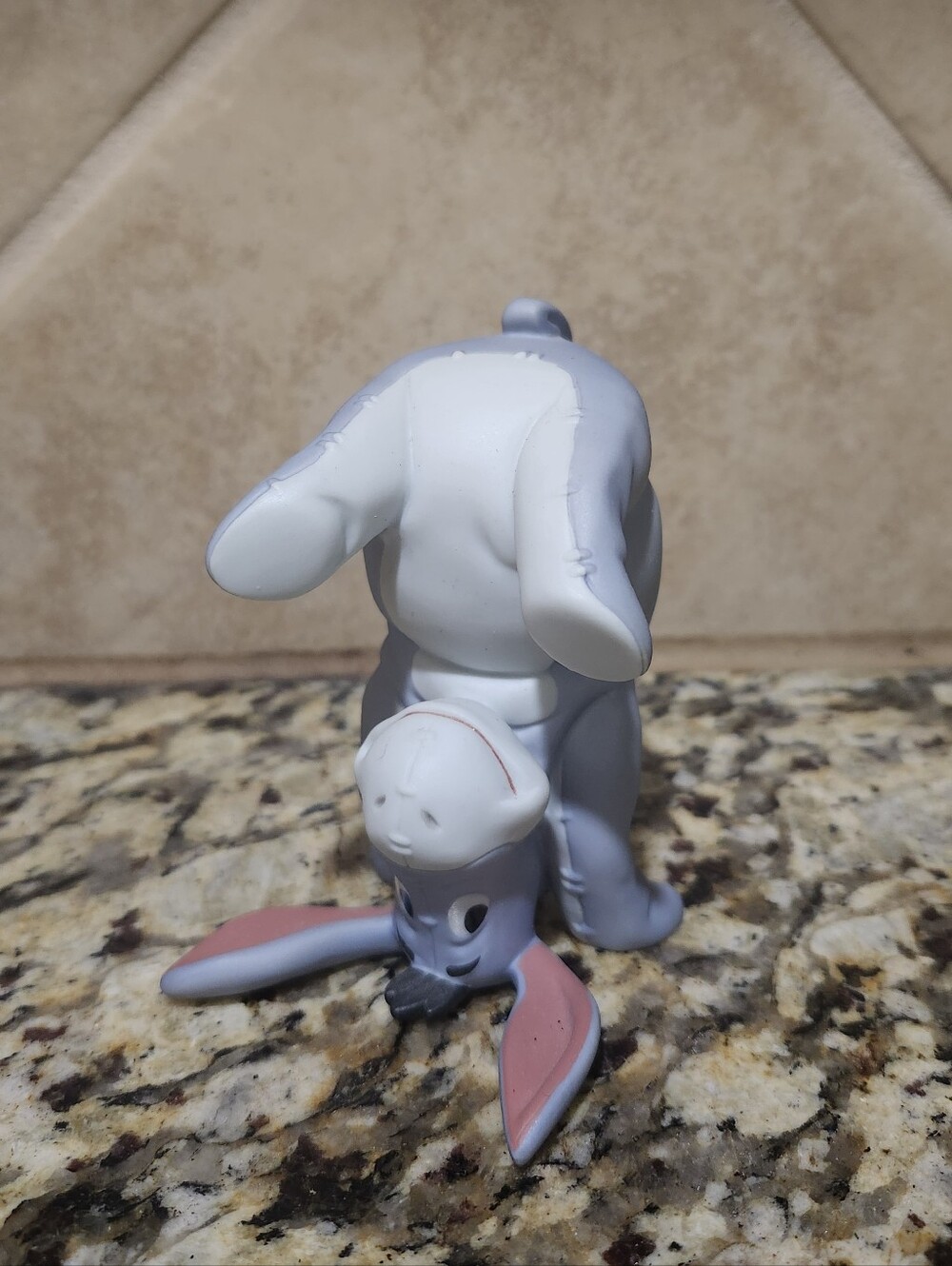 Disney Light Gray and Pink Eeyore Upside-Down Sculpture